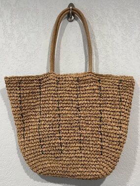 Hearth & Hand - Handwoven Straw Tote Market Bag - Natural Brown